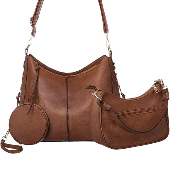 Mecule Women's Brown 3 in 1 Hobo Handbags - Picture 1 of 6